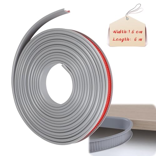 lalago U-Form Selbstklebend Möbelkantenband, Kantenumleimer selbstklebend, Möbelkantenband, Flexible TPE Faltbarer Kantenschutz, U-Förmig TPE Kantenband für Wand Ecken Kommoden Möbel (Grau, 1,6cmx6m) von lalago