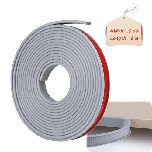 lalago U-Form Selbstklebend Möbelkantenband, Kantenumleimer selbstklebend, Möbelkantenband, Flexible TPE Faltbarer Kantenschutz, U-Förmig TPE Kantenband für Wand Ecken Kommoden Möbel (Grau, 1,8cmx6m) von lalago