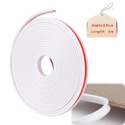 lalago U-Form Selbstklebend Möbelkantenband, Kantenumleimer selbstklebend, Möbelkantenband, Flexible TPE Faltbarer Kantenschutz, U-Förmig TPE Kantenband für Wand Ecken Kommoden Möbel (Weiß, 9mmx6m) von lalago