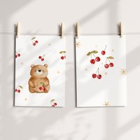 Kinderzimmer Mit Waldtiermotiv, Bären Poster Für Kinder, Niedliche Wanddekoration Im Aquarellstil, Plakat Fürs Babyzimmer von lalenaroom