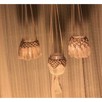 Makramee Teelicht-Halter Zum Aufhängen | Boho Balkondekoration Dekoration Terrasse von lalovelymakramee