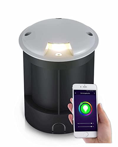 lambado® Bodeneinbaustrahler aussen mit RGB Farbwechsel per App, Alexa & Google - Bodenstrahler außen mit blendfreiem & indirektem Lichtaustritt von lambado