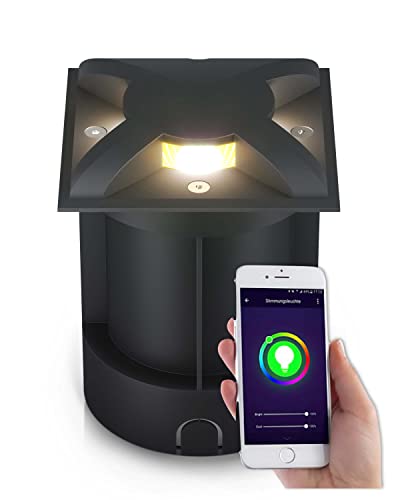 lambado® Bodeneinbaustrahler aussen mit RGB Farbwechsel über Alexa, Google & App - Bodenstrahler außen mit indirektem & blendfreiem Lichtaustritt von lambado