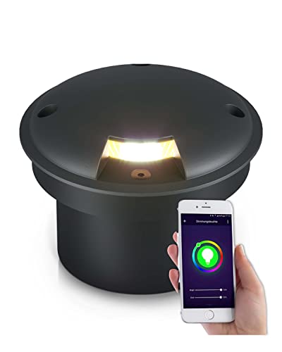 lambado® Bodenstrahler außen mit RGB Farbwechsel per App, Alexa & Google - Bodeneinbaustrahler aussen mit indirektem & blendfreiem Lichtaustritt von lambado