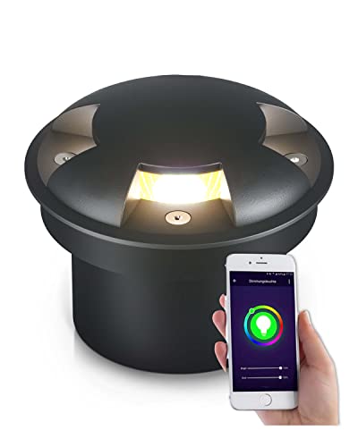 lambado® Bodenstrahler außen mit RGB Farbwechsel per App, Alexa & Google - Bodeneinbaustrahler aussen mit indirektem & blendfreiem Lichtaustritt von lambado