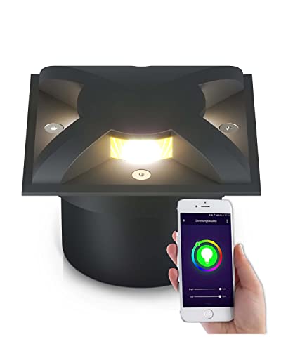 lambado® Bodenstrahler außen mit RGB Farbwechsel über Alexa, Google & App - Bodeneinbaustrahler aussen mit indirektem & blendfreiem Lichtaustritt von lambado