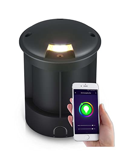lambado® Bodenstrahler außen mit indirektem & blendfreiem Lichtaustritt - Bodeneinbaustrahler aussen mit RGB Farbwechsel per App, Alexa & Google von lambado