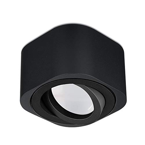 lambado® Flache LED Aufbauleuchte/Deckenstrahler Set inkl. 230V 5W Spots dimmbar - schwarzer Aufbaustrahler/Deckenspots (schwenkbar) von lambado