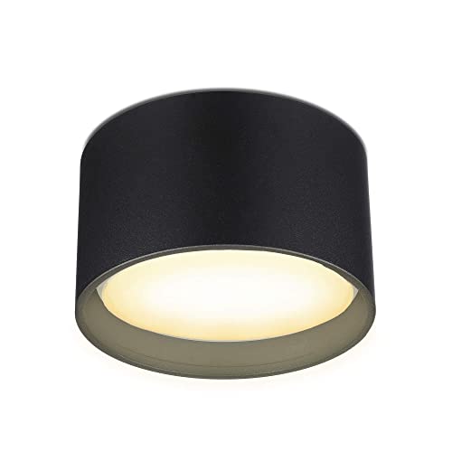lambado® LED Aufbauleuchte flach mit großer Leuchtfläche - Set inkl. LED GX53 mit 6W 230V neutralweiß - Decken Aufbaustrahler in schwarz matt von lambado