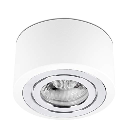 lambado® LED Aufbaustrahler IP44/Deckenstrahler Set inkl. 230V 5W Spots dimmbar - Wasserschutz für Bad & Außen - flache Aufbauleuchte für Feuchtraum in weiss von lambado
