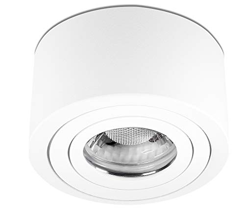 lambado® LED Aufbaustrahler IP44/Deckenstrahler Set inkl. 230V 5W Spots dimmbar - Wasserschutz für Bad & Außen - runde Aufbauleuchte für Feuchtraum in weiss von lambado