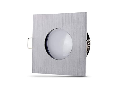 lambado® LED Spots Flach für Badezimmer IP65 in Alu Gebürstet - Moderne Deckenstrahler/Einbaustrahler für Außen inkl. 230V 5W Strahler warmweiß dimmbar - Hell & Sparsam von lambado