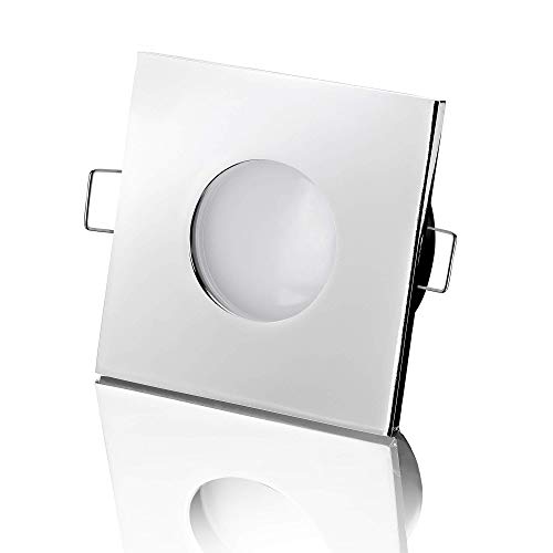 lambado® LED Spots Flach für Badezimmer IP65 in Chrom - Moderne Deckenstrahler/Einbaustrahler für Außen inkl. 230V 5W Strahler warmweiß dimmbar - Hell & Sparsam von lambado