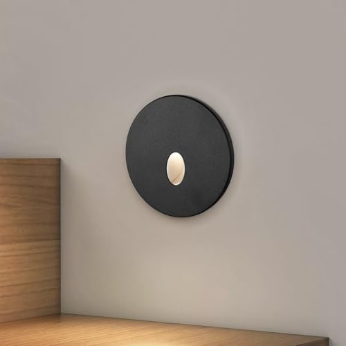 lambado® LED Treppenbeleuchtung Schwarz 1,5W | 230V Unterputz Treppenlicht Rund Treppenbeleuchtung Innen | Wandeinbauleuchte Beleuchtung für Treppen | Treppenstufenbeleuchtung BLOB von lambado