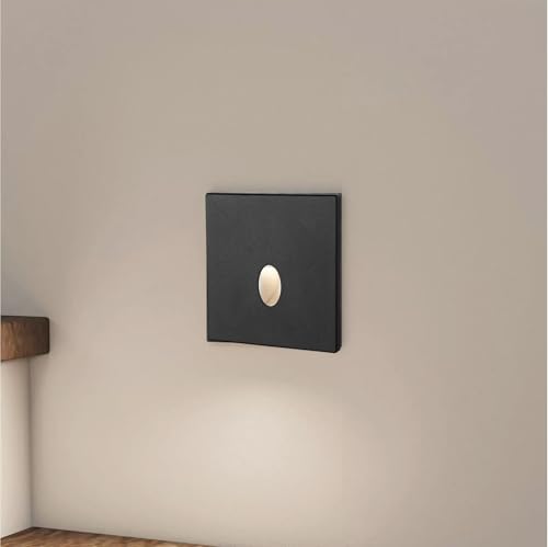 lambado® LED Treppenbeleuchtung Schwarz 1,5W | 230V Unterputz Treppenlicht Treppenbeleuchtung Innen | Wandeinbauleuchte Beleuchtung für Treppen | Treppenstufenbeleuchtung BLOB von lambado