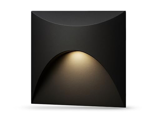 lambado® LED Treppenbeleuchtung Schwarz für Innen & Aussen | IP65 Wasserschutz | 230V Unterputz Treppenlicht 3W Warmweiss | Wandeinbauleuchte für Treppen | Treppenstufenbeleuchtung von lambado