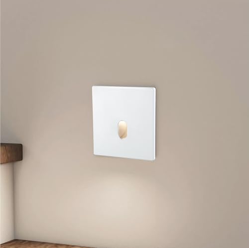 lambado® LED Treppenbeleuchtung Weiss 1,5W | 230V Unterputz Treppenlicht Treppenbeleuchtung Innen | Wandeinbauleuchte Beleuchtung für Treppen | Treppenstufenbeleuchtung BLOB von lambado