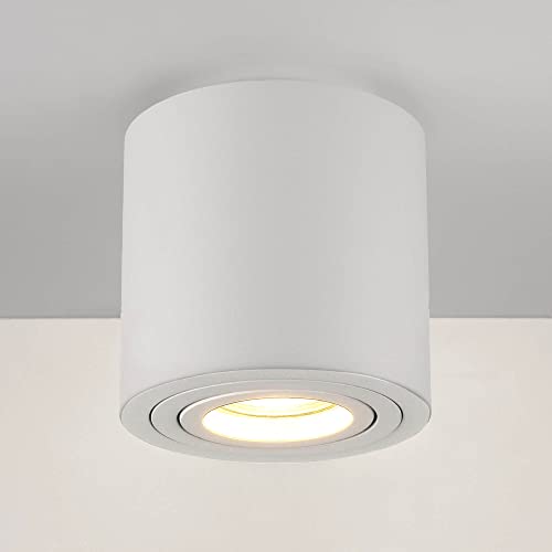 lambado® Premium LED Aufbaustrahler/Deckenstrahler Set inkl. 230V GU10 Spots dimmbar - Runde Aufbauleuchte/Deckenspots in weiss von lambado