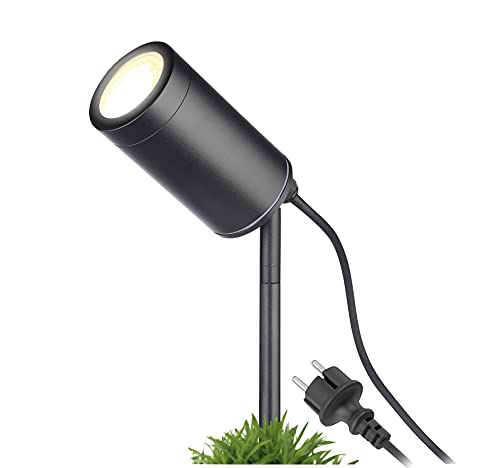 lambado® Premium LED Erdspießleuchte schwarz Außenstrahler inkl. 3W GU10 neutralweiss - Gartenstrahler mit Erdspieß, schwenkbar inkl. 1,5m Kabel mit Stecker von lambado