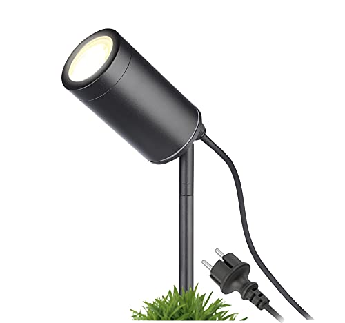 lambado® Premium LED Erdspießleuchte schwarz Außenstrahler inkl. 3W GU10 warmweiss - Gartenstrahler mit Erdspieß, schwenkbar inkl. 1,5m Kabel mit Stecker von lambado