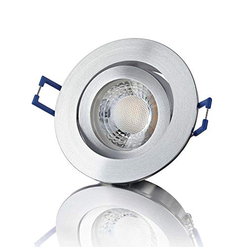 lambado® Premium LED Spot 230V Alu Feinschliff - Hell & Sparsam inkl. 5W GU10 Strahler neutralweiß - Moderne Beleuchtung durch zeitlose Einbaustrahler/Deckenstrahler von lambado