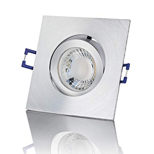 lambado® Premium LED Spot 230V Alu Feinschliff - Hell & Sparsam inkl. 5W GU10 Strahler neutralweiß - Moderne Beleuchtung durch zeitlose Einbaustrahler/Deckenstrahler von lambado