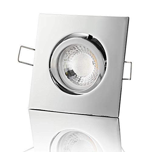 lambado® Premium LED Spot 230V Chrom - Hell & Sparsam inkl. 5W GU10 Strahler warmweiß - Moderne Beleuchtung durch zeitlose Einbaustrahler/Deckenstrahler von lambado