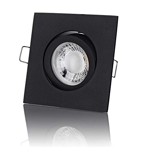lambado® Premium LED Spot 230V Flach Schwarz - Hell & Sparsam inkl. 5W Strahler neutralweiss dimmbar - Moderne Beleuchtung durch zeitlose Einbaustrahler/Deckenstrahler von lambado