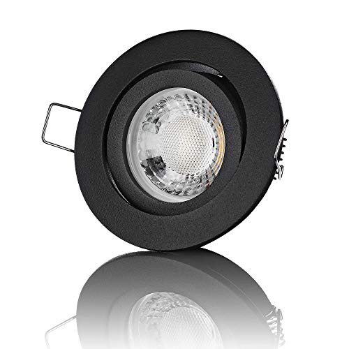 lambado® Premium LED Spot 230V Flach Schwarz - Hell & Sparsam inkl. 5W Strahler warmweiß dimmbar - Moderne Beleuchtung durch zeitlose Einbaustrahler/Deckenstrahler von lambado