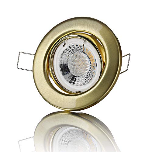 lambado® Premium LED Spot 230V Gold gebürstet - Hell & Sparsam inkl. 5W GU10 Strahler warmweiß - Moderne Beleuchtung durch zeitlose Einbaustrahler/Deckenstrahler von lambado