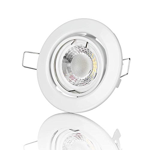 lambado® Premium LED Spot 230V Weiß - Hell & Sparsam inkl. 5W GU10 Strahler warmweiß - Moderne Beleuchtung durch zeitlose Einbaustrahler/Deckenstrahler von lambado