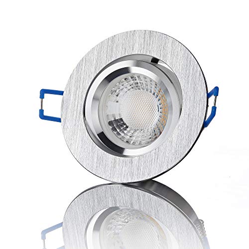 lambado® Premium LED Spot Dimmbar Alu gebürstet - Hell & Sparsam inkl. 230V 5W GU10 Strahler neutralweiß - Moderne Beleuchtung durch zeitlose Einbaustrahler/Deckenstrahler von lambado