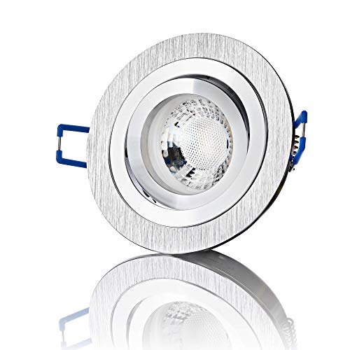 lambado® Premium LED Spot Dimmbar Alu gebürstet - Hell & Sparsam inkl. 230V 5W GU10 Strahler warmweiß - Moderne Beleuchtung durch zeitlose Einbaustrahler/Deckenstrahler von lambado