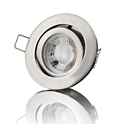 lambado® Premium LED Spot Dimmbar Edelstahl gebürstet - Hell & Sparsam inkl. 230V 5W GU10 Strahler warmweiß - Moderne Beleuchtung durch zeitlose Einbaustrahler/Deckenstrahler von lambado