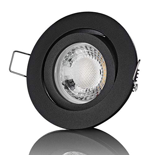 lambado® Premium LED Spot Dimmbar Schwarz - Hell & Sparsam inkl. 230V 5W GU10 Strahler neutralweiß - Moderne Beleuchtung durch zeitlose Einbaustrahler/Deckenstrahler von lambado