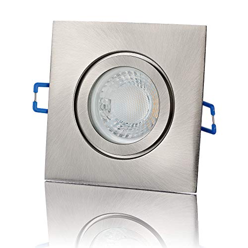 lambado® Premium LED Spot IP44 Edelstahl gebürstet - Hell & Sparsam inkl. 230V 5W GU10 Strahler neutralweiß - Moderne Beleuchtung durch zeitlose Bad-Einbaustrahler/Deckenstrahler für Außen von lambado