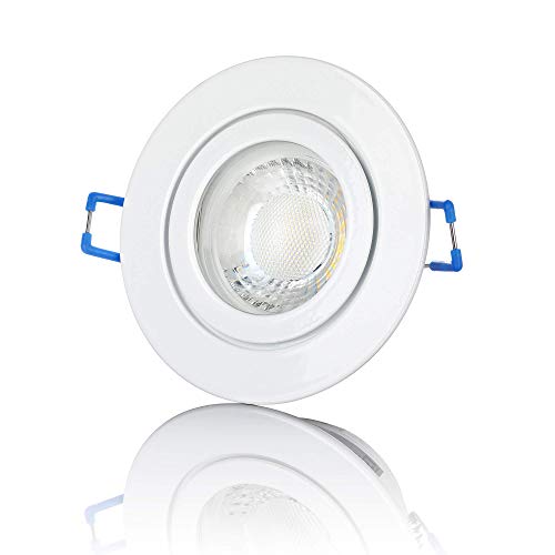 lambado® Premium LED Spot IP44 Weiß - Hell & Sparsam inkl. 230V 5W GU10 Strahler warmweiß - Moderne Beleuchtung durch zeitlose Bad-Einbaustrahler/Deckenstrahler für Außen von lambado