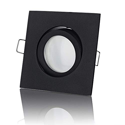 lambado® Premium LED Spots 230V Flach in Schwarz - Hell & Sparsam inkl. 5W Strahler warmweiß dimmbar - Moderne Beleuchtung durch zeitlose Einbaustrahler/Deckenstrahler von lambado