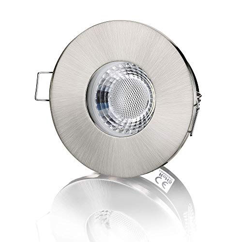 lambado® Premium LED Spots Dimmbar für Badezimmer in Edelstahl gebürstet - Moderne Deckenstrahler/Einbaustrahler IP65 für Außen inkl. 230V 5W GU10 Strahler warmweiß - Hell & Sparsam von lambado