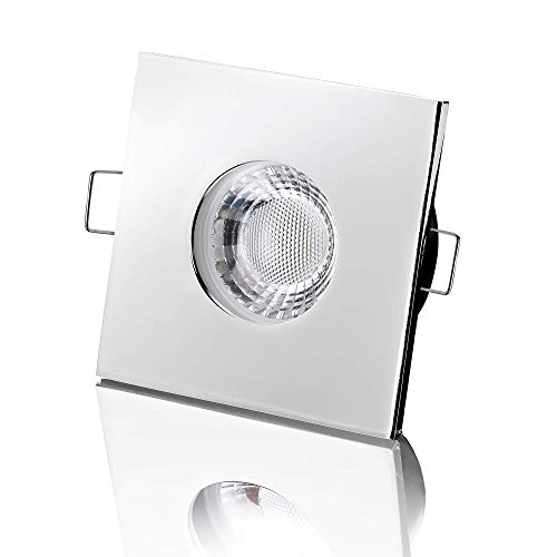 lambado® Premium LED Spots IP65 Flach für Badezimmer in Chrom - Moderne Deckenstrahler/Einbaustrahler für Außen inkl. 230V 5W Strahler warmweiß dimmbar - Hell & Sparsam von lambado