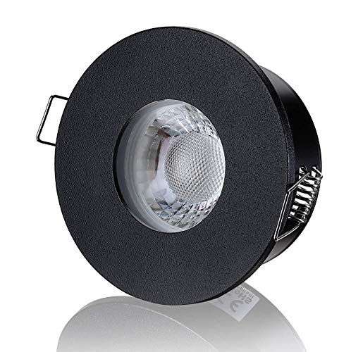 lambado® Premium LED Spots IP65 Flach für Badezimmer in Schwarz - Moderne Deckenstrahler/Einbaustrahler für Außen inkl. 230V 5W Strahler warmweiß dimmbar - Hell & Sparsam von lambado