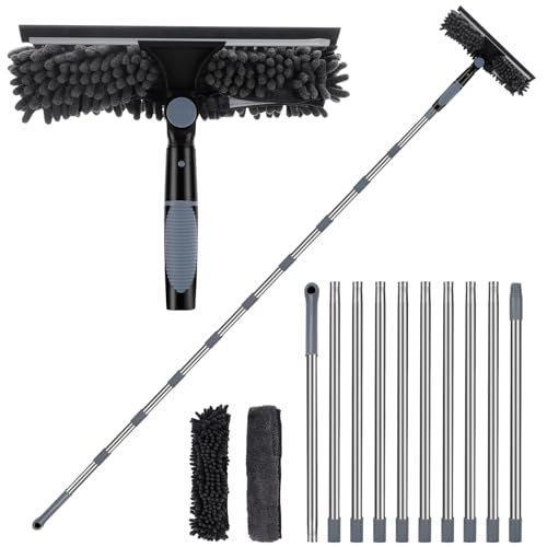 4m Fensterwischer mit Teleskopstiel, Fensterreiniger mit Langem Griff, 2 in 1 Teleskop Fensterwischer Abzieher Set, Profi Fensterreinigungsset Glaswischer für Hohe Fenster Glas Fenster Putzen, Grau 4m Fensterwischer mit Teleskopstiel, Fensterreiniger mit Langem Griff, 2 in 1 Teleskop Fensterwischer Abzieher Set, Profi Fensterreinigungsset Glaswischer für Hohe Fenster Glas Fenster Putzen, Grau von lameico