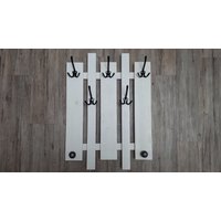Garderobe, Weiss, Mit Haken in Schwarz, Silber Oder 51x70cm Knäufe, Echte Handarbeit von lamemo