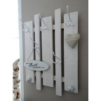 Garderobe, Weiss, Mit Knäufen "Lamemo Variabel" , 51x70cm Knäufe Und Haken Wählbar, Echte Handarbeit von lamemo