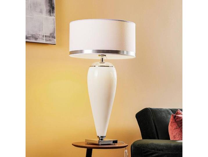 Tischlampe Lund Argon, weiß / opal, für Wohn- / Esszimmer, Textil / Stoff / Seide, Modern, Tischlampe von lampenwelt.de