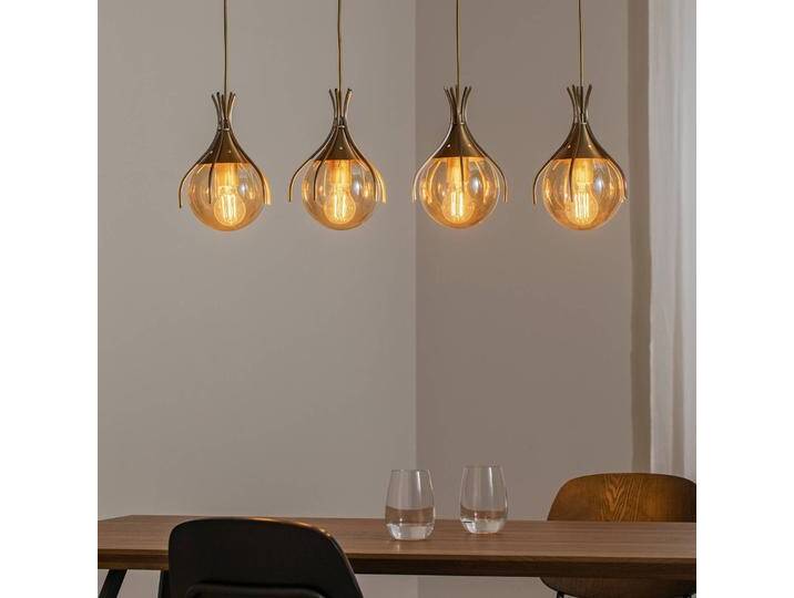 Glas Hängelampe Sinka Avonni, dimmbar, creme / amber, für Wohn- / Esszimmer, Glas, Pendelleuchte von lampenwelt.de