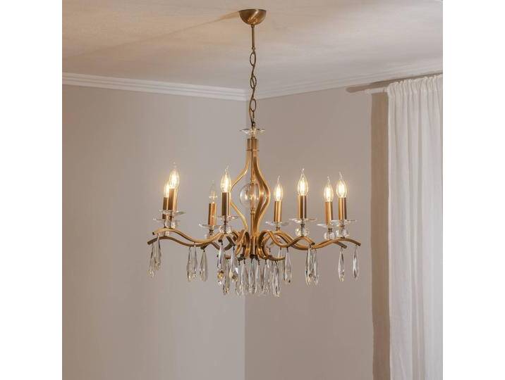 Kristall Kronleuchter Elizabeth Avonni, dimmbar, bronze / altmessing, für Wohn- / Esszimmer, Metall, Kristall Kronleuchter von lampenwelt.de