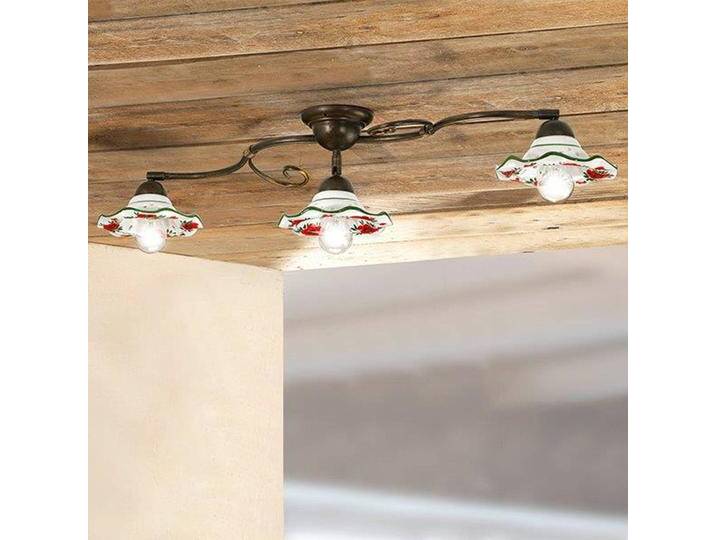 Ceramiche Deckenleuchte ROSOLACCI mit Keramikschirmen 3-fl für Wohn & Esszimmer - Bronze - Landhaus von lampenwelt.de