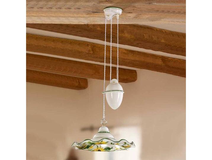 Ceramiche Höhenvariable Zugpendelleuchte GIRASOLA für Wohn & Esszimmer - Landhaus - Keramik von lampenwelt.de