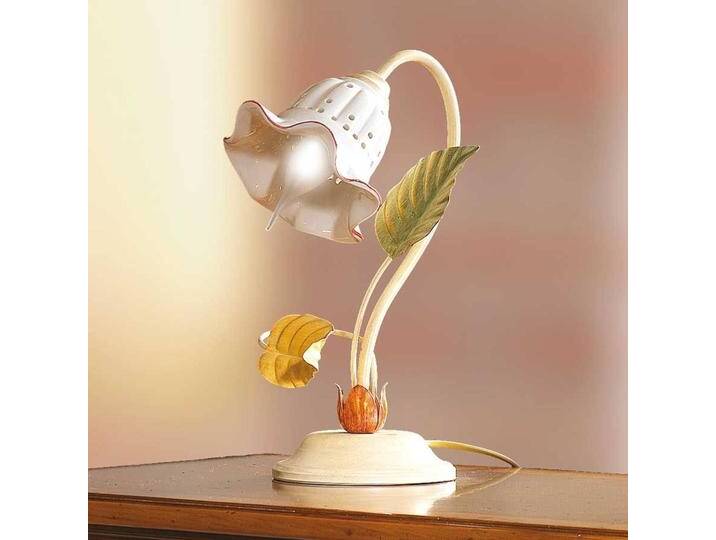 Ceramiche Tischleuchte Flora im Florentinerstil, creme / amber, für Wohn- / Esszimmer, Keramik, Florentiner, Tischlampe von lampenwelt.de